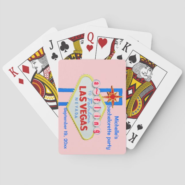 Las Vegas Bachelorette Pink Final Fling Sign Playa Spielkarten (Rückseite)