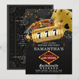 Las Vegas Bachelorette Weekend Party Schwarzes Gol Einladung