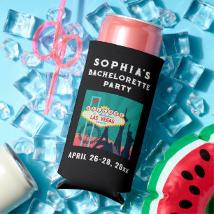 Las Vegas Bacherolette Party Gastgeschenk Hochzeit Selters Dosenkühler