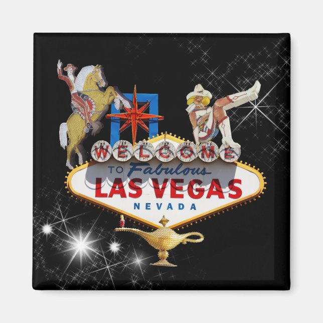Las Vegas Begrüßungszeichen auf Starry Background Magnet (Vorne)