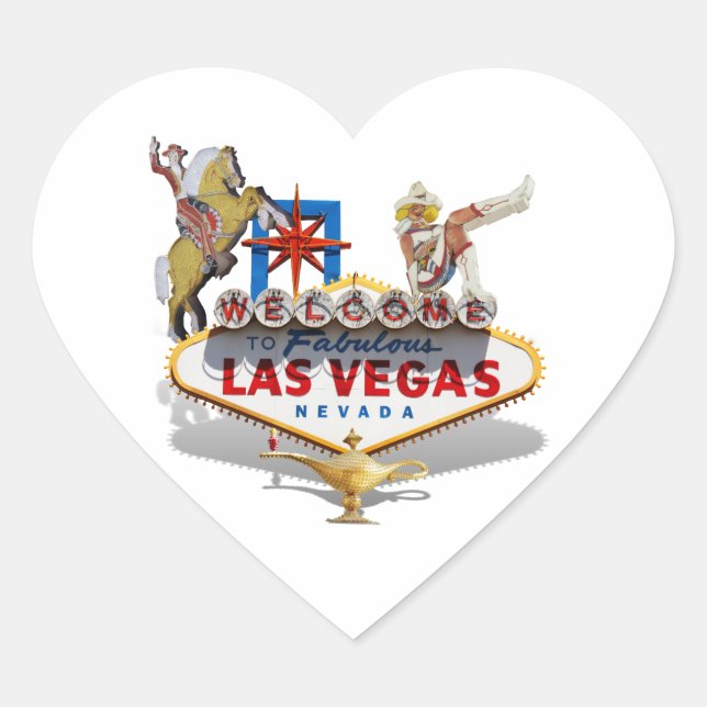 Las Vegas Begrüßungszeichen Herz-Aufkleber (Vorderseite)