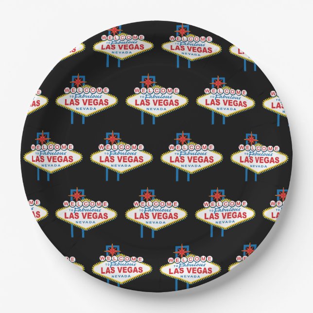 Las Vegas Begrüßungszeichen Pappteller (Vorderseite)