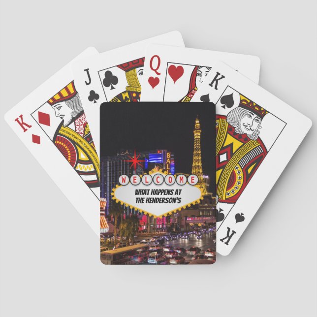 Las Vegas bei der Nacht Dein Text Spielkarten (Rückseite)