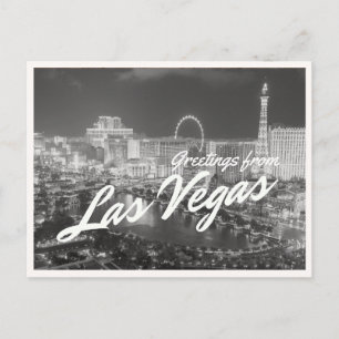 Las Vegas bei Nacht Skyline Ansicht Schwarz & Weiß Postkarte