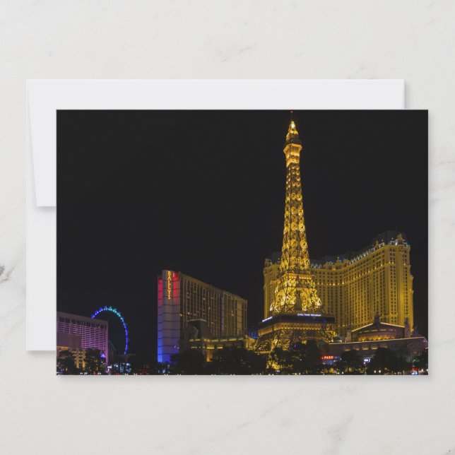 Las Vegas bei Nacht Skyline Einladung (Vorderseite)