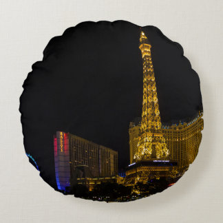 Las Vegas bei Nacht Skyline Rundes Kissen