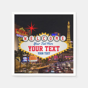 Las Vegas bei Nacht Willkommen Unterschreiben Sie Serviette