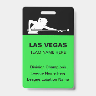 Las Vegas Billard-Themen-Massen-Team-Name-Schilder Ausweis