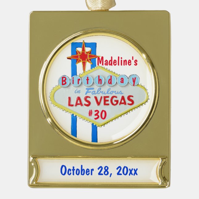Las Vegas Birthday Favor Metal Ornament (Vorderseite)