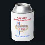 Las Vegas Birthday Party Favor Dosenkühler<br><div class="desc">Are you going to celebrate your birthday in Las Vegas this year?  This bottle cooler is a perfect way to commemorate your trip!  Customize with your own name,  and date(s).  The font and color of the text can be changed to fit your preference.</div>