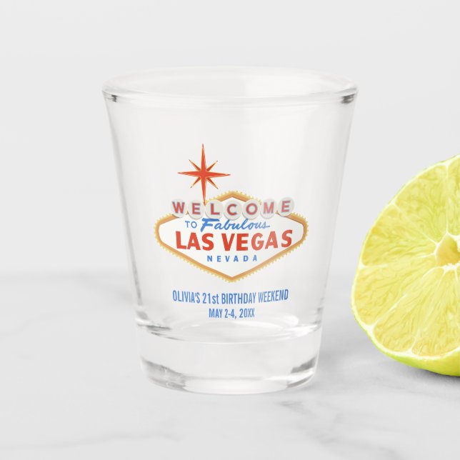 Las Vegas Birthday Weekend Gastgeschenk Custom Schnapsglas (Vorderseite)