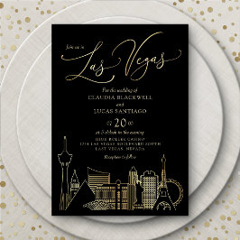 Las Vegas Black and Gold Wedding Einladung