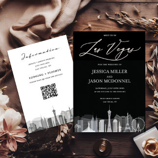 Las Vegas Black and White Wedding Einladung
