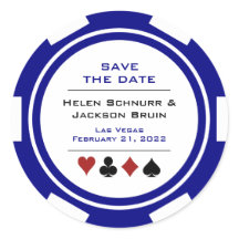 Las Vegas Blue White Poker Chip Save the Date