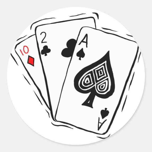 Las Vegas Card Deck Runder Aufkleber (Vorderseite)