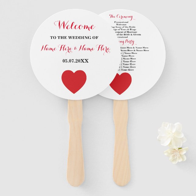 Las Vegas Casino Ace of Hearts Wedding Programm Fa Fächer (Vorne und Hinten)
