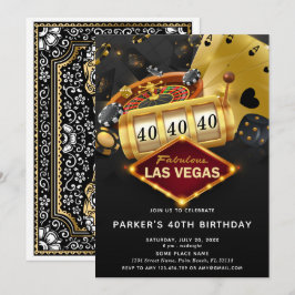 Las Vegas Casino Birthday Party Schwarzes Gold Einladung
