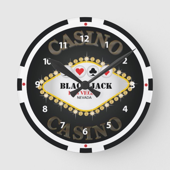 Las Vegas Casino Black Jack Chip Horloge murale (Recto)