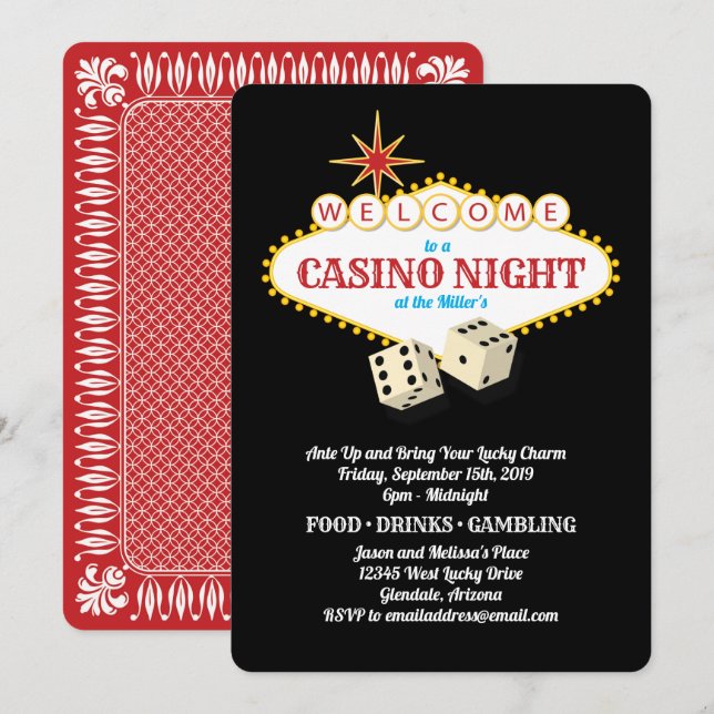 Las Vegas Casino Casino Einladung (Vorne/Hinten)