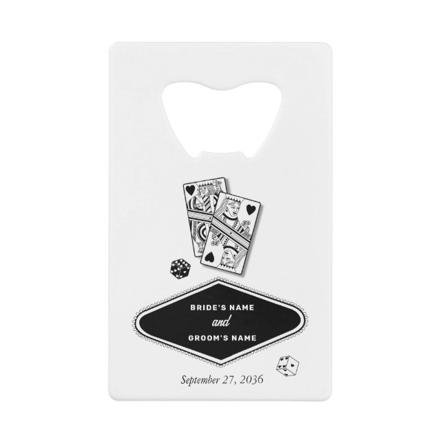 Las Vegas Casino Destination Wedding Black White Geldbeutel Flaschenöffner (Vorderseite)