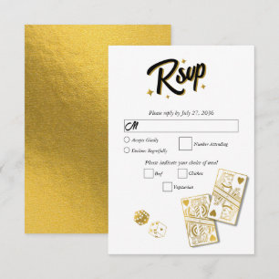 Las Vegas Casino Hochzeit in Urlaubsort Gold RSVP Karte