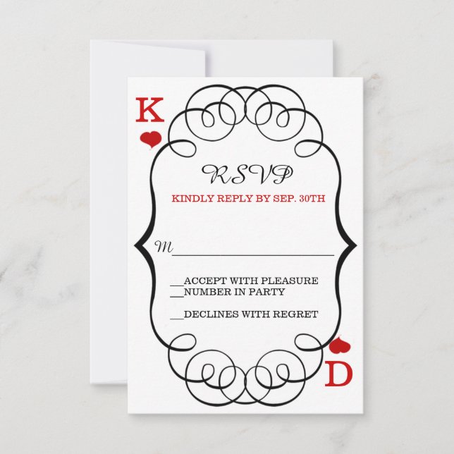 Las Vegas Casino Modernes Chic Wedding RSVP Karte (Vorderseite)