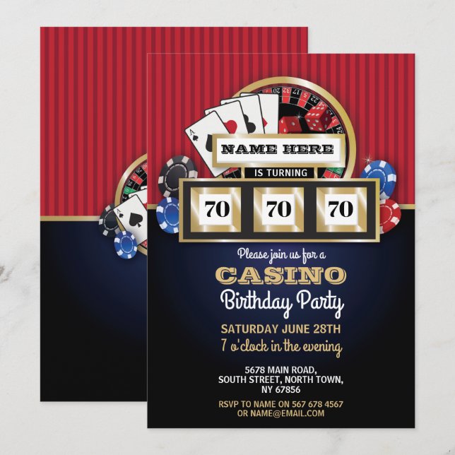 Las Vegas Casino Night Anniversaire Invitation de  (Devant / Derrière)
