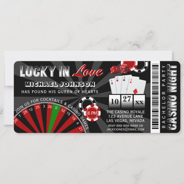 Las Vegas Casino Poker Bachelor Einladung (Vorderseite)