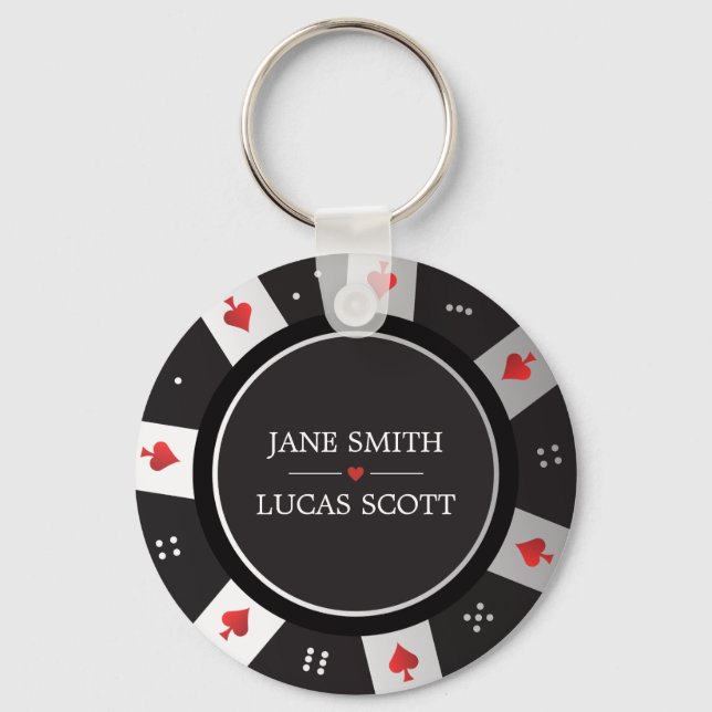 Las Vegas Casino Poker Chip Gastgeschenk Hochzeit Schlüsselanhänger (Vorderseite)