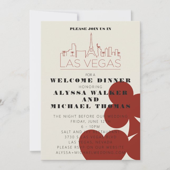 Las Vegas Casino Skyline Hochzeit Probe Abendessen Einladung (Vorderseite)