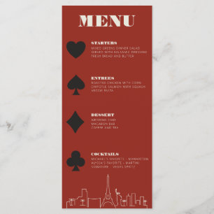 Las Vegas Casino Skyline Hochzeitsempfang Menükarte