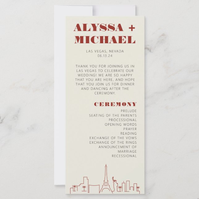 Las Vegas Casino Skyline Wedding Programme (Devant)