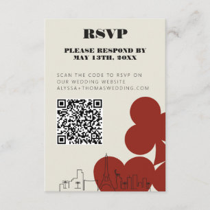 Las Vegas Casino Skyline Wedding RSVP QR Code Begleitkarte