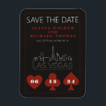 Las Vegas Casino Skyline Wedding Save the Date Magnet<br><div class="desc">Eine lustige und moderne Hochzeit Save the Date Magnet, um Ihre Gäste für Ihre Hochzeit in Las Vegas zu begeistern! Save the Date bietet das Casino eine fett formatierte Anzug-Grafik, ein modernes Las Vegas Skyline-Rendering und einen vollständig anpassbaren Schriftart und Text auf grafischem schwarzem Hintergrund. Perfekt für ein trendiges, modernes...</div>