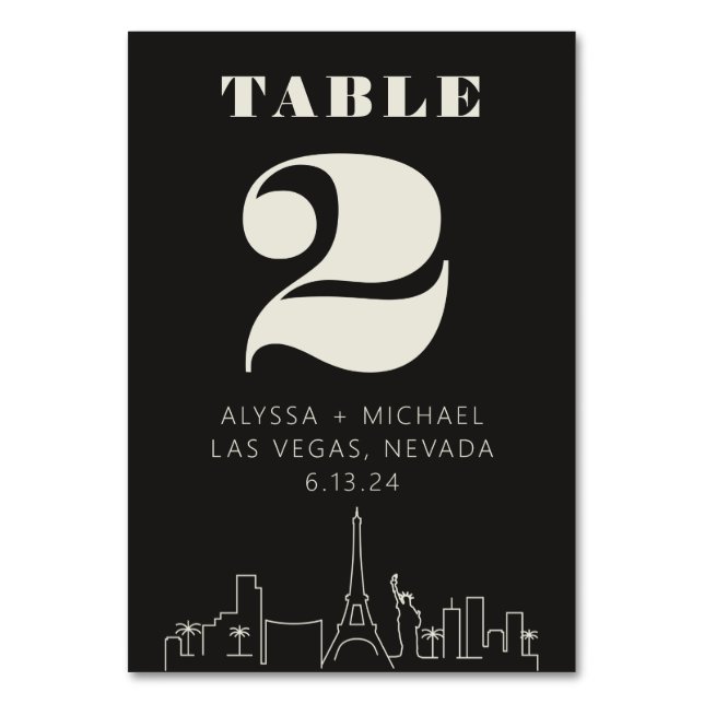 Las vegas Casino Skyline Wedding Tischnummer (Vorderseite)