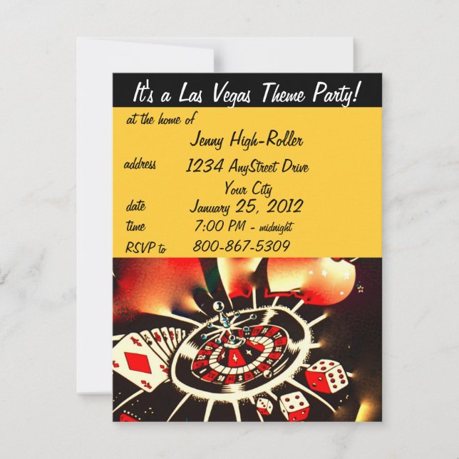 Las Vegas Casino Themenparty Einladung (Vorderseite)