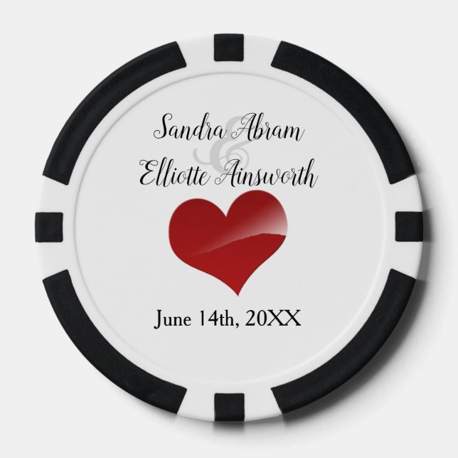 Las Vegas | Casino Wedding Red Hearts Pokerchips (Vorderseite)