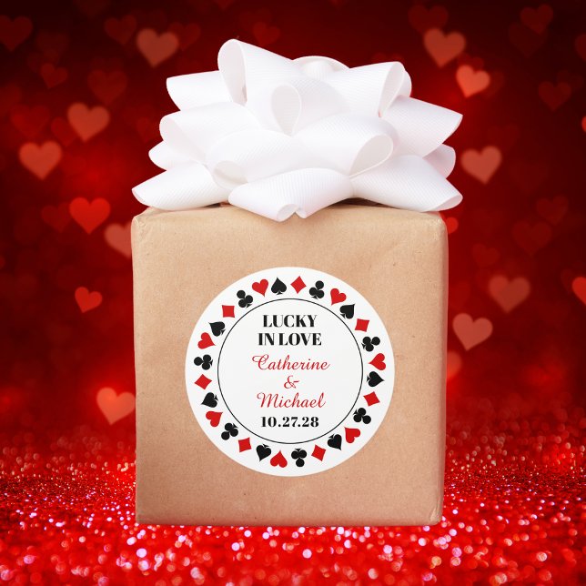 Las Vegas Casino Wedding Save the Date Runder Aufkleber (Von Creator hochgeladen)