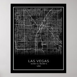 Las Vegas City Map - Las Vegas Black Map Poster
