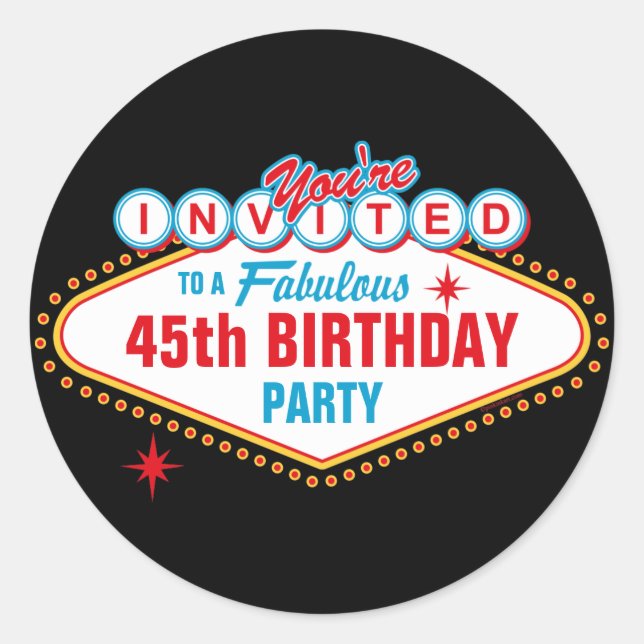 Las Vegas Custom Einladung Runder Aufkleber (Vorderseite)