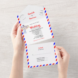 Las Vegas Destination Hochzeit Airmail All In One  Einladung