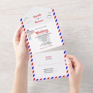 Las Vegas Destination Hochzeit Airmail All In One  Einladung