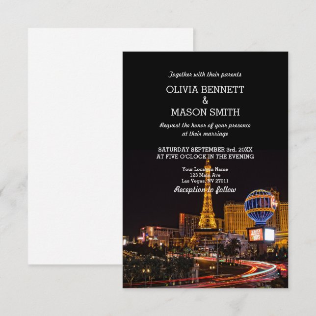 Las Vegas Destination Mariage Invitation (Devant / Derrière)