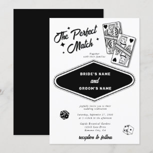 Las Vegas Destination Perfect Match Wedding Black Einladung