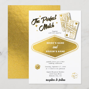 Las Vegas Destination Perfect Match Wedding Gold Einladung