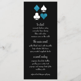 Las Vegas Destiny Blue Glitzer Wedding Menu Menükarte