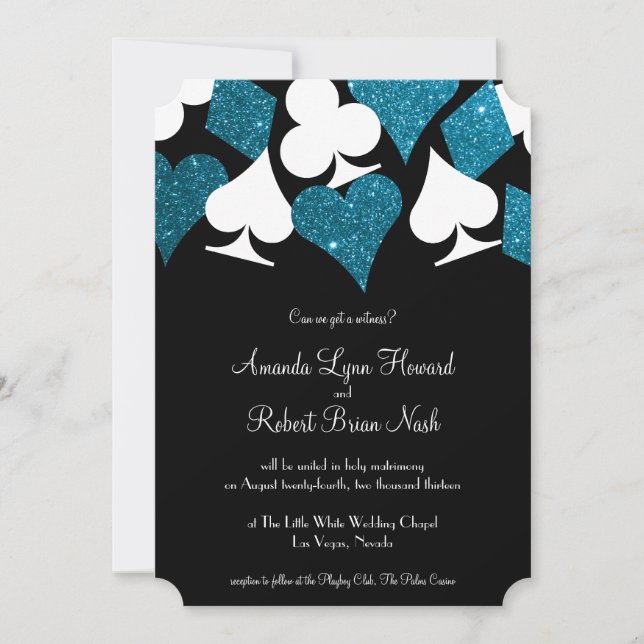 Las Vegas Destiny Malibu Blue Glitzer Wedding Einladung (Vorderseite)