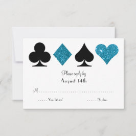 Las Vegas Destiny Wedding RSVP Türkis Glitzer