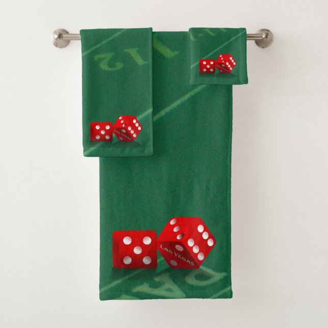 Las Vegas Dice auf Craps Table Badhandtuch Set (Insitu)