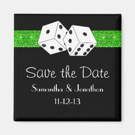 Las Vegas Dice Theme Green & Black Save the Date Magnet